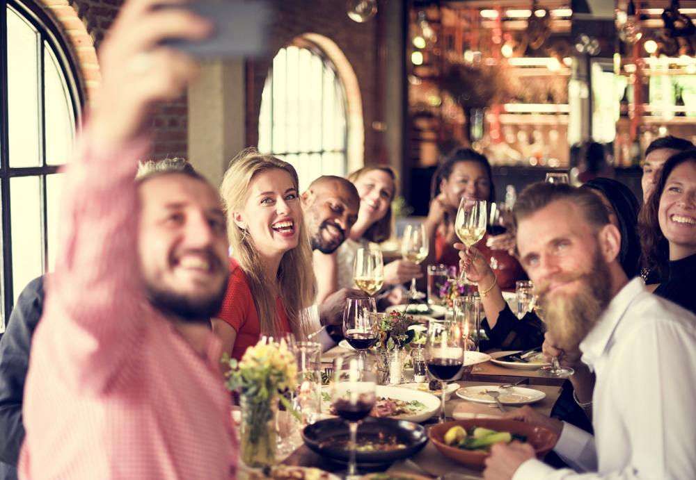 Restaurant guests posting on internet